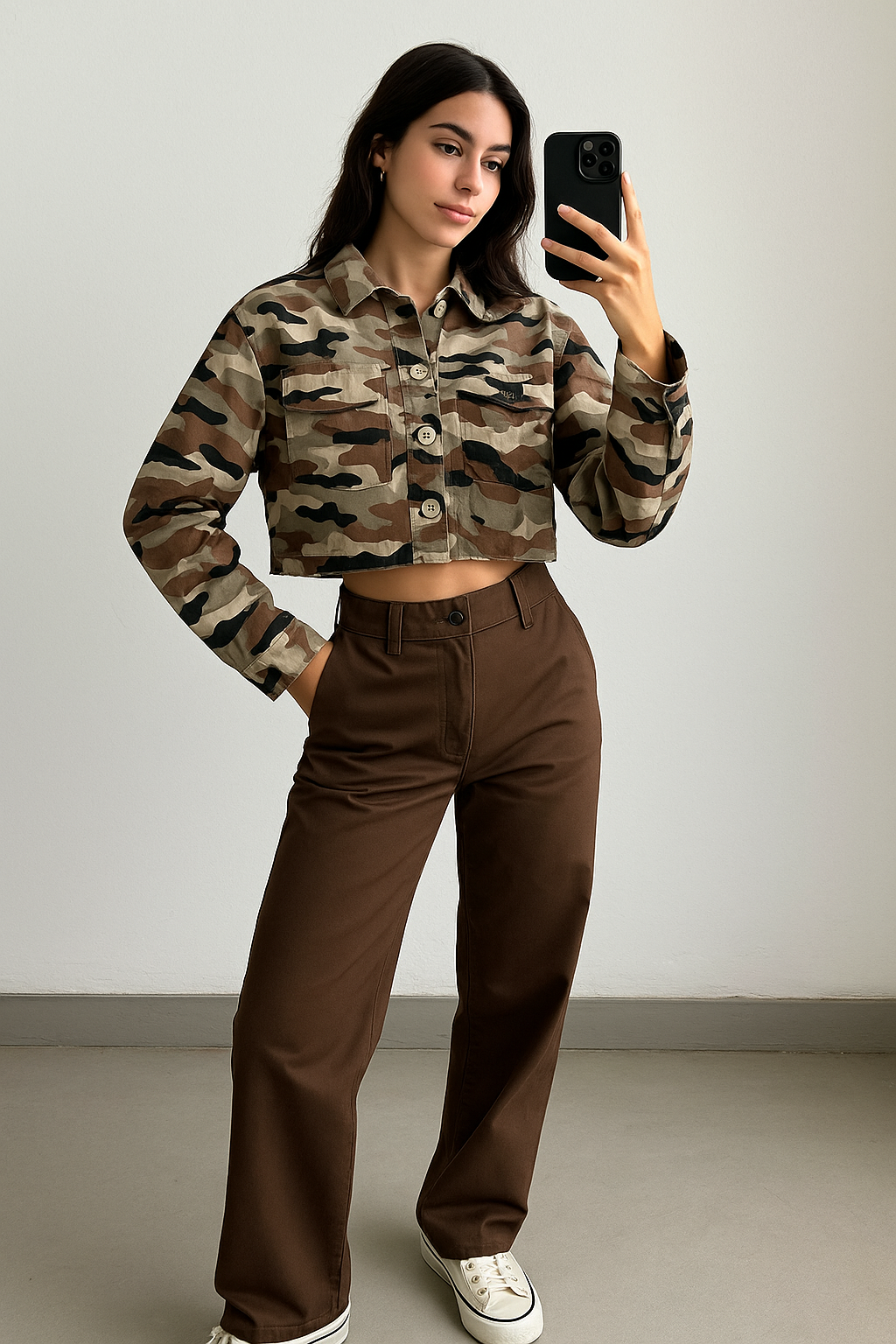 ♥︎ Camisa Cropped Camuflaje l ZARA