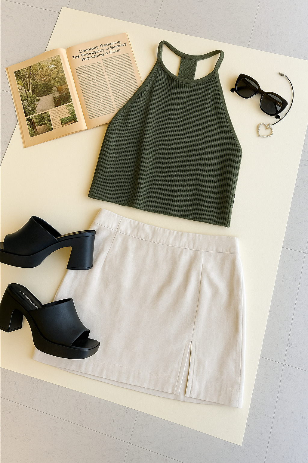 ♥︎ Halter Ribbed Olive
