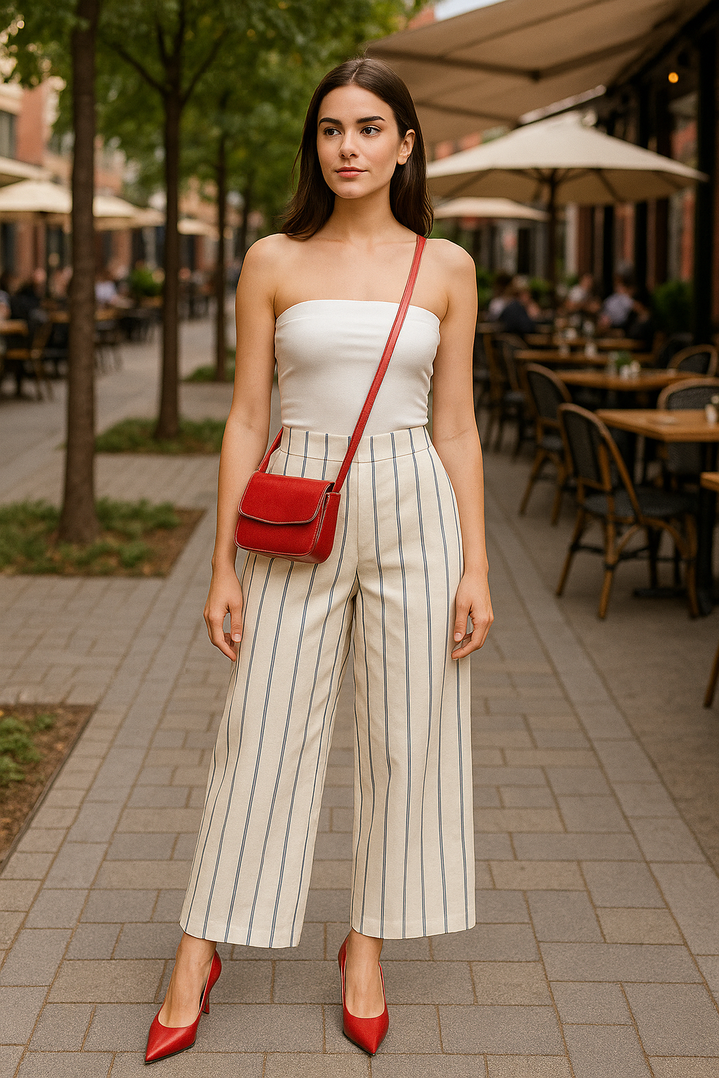 Striped High-Waist Palazzo Pants