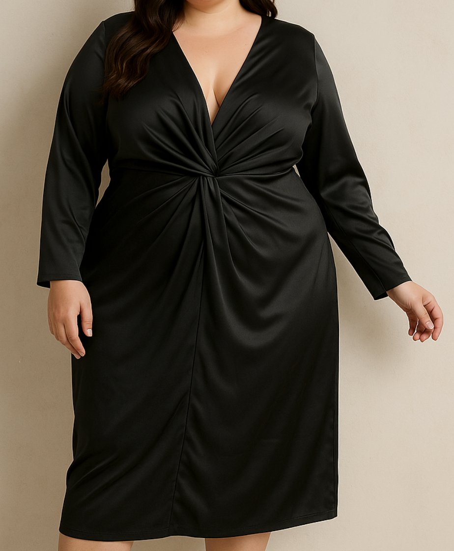 Vestido Negro Satinado l FASHION NOVA