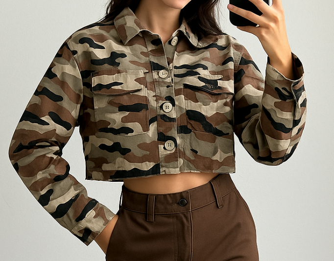 ♥︎ Camisa Cropped Camuflaje l ZARA